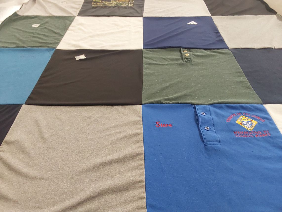 T-shirt quilt with sewing, crafting themes by Mildred from MN