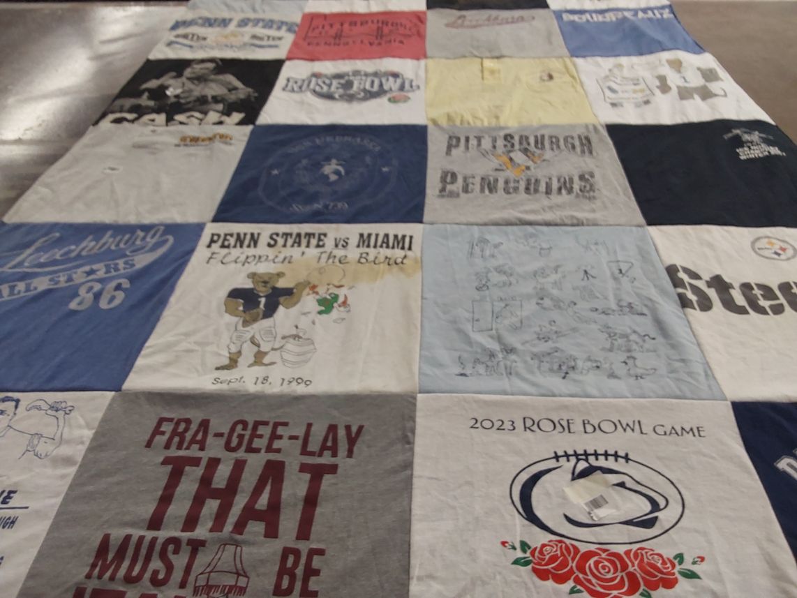 T-shirt quilt featuring pittsburgh penguins, pittsburgh steelers by Brittany from FL