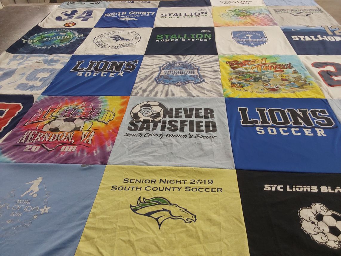 T-shirt quilt featuring south county high school lions, south county soccer by Denise from VA