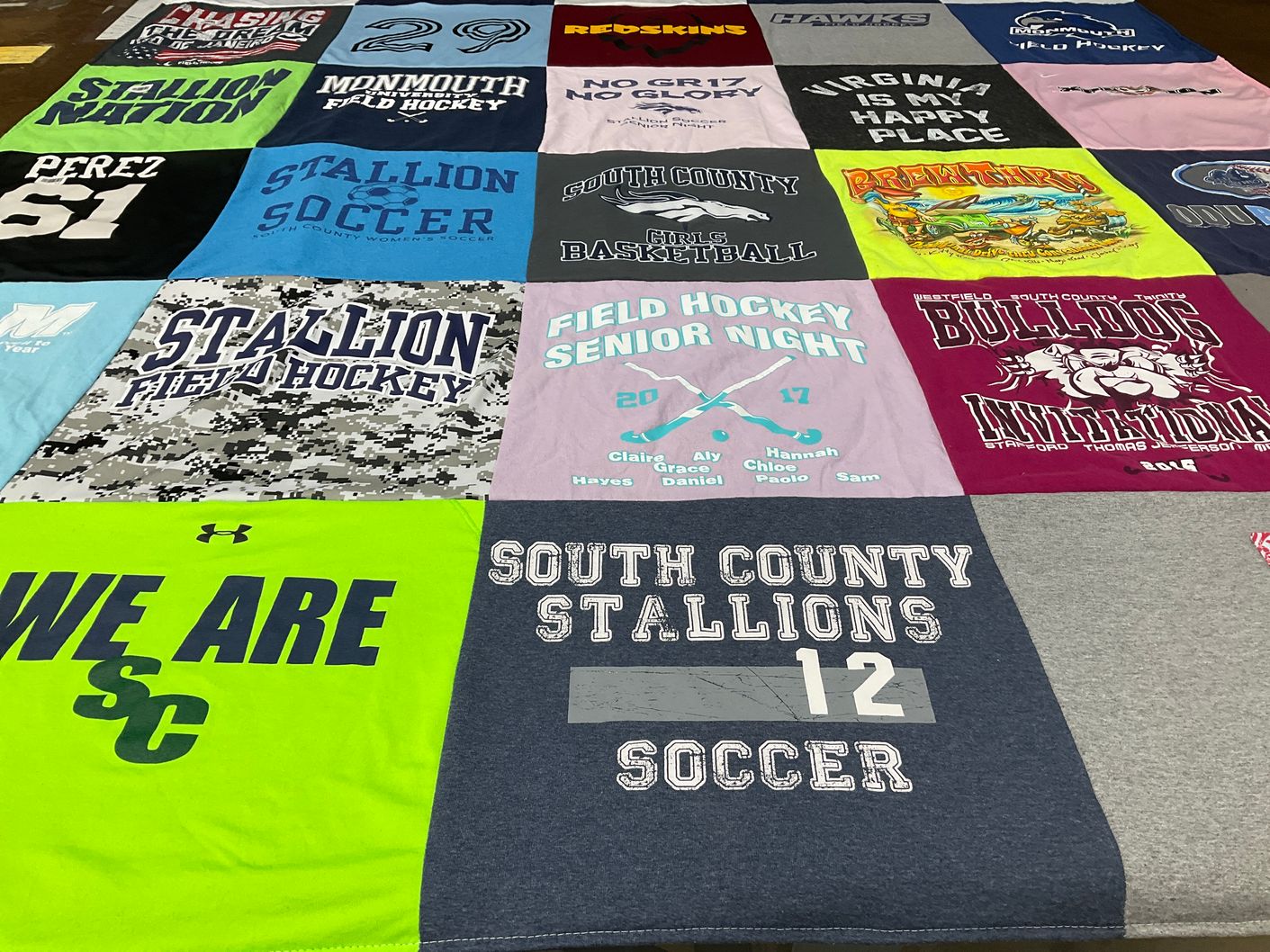 T-shirt quilt featuring south county stallions soccer, south county women's soccer by Denise from VA