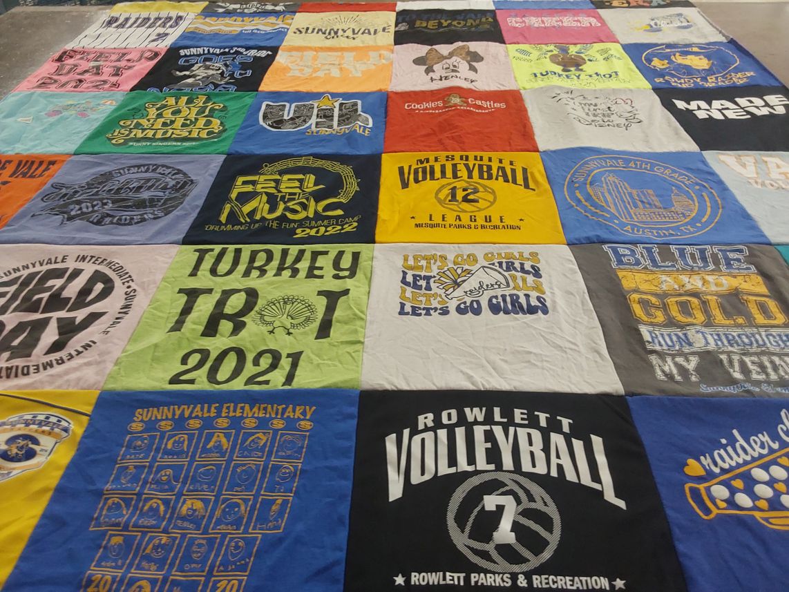 T-shirt quilt featuring mesquite volleyball team, rowlett volleyball team by Lauren from TX