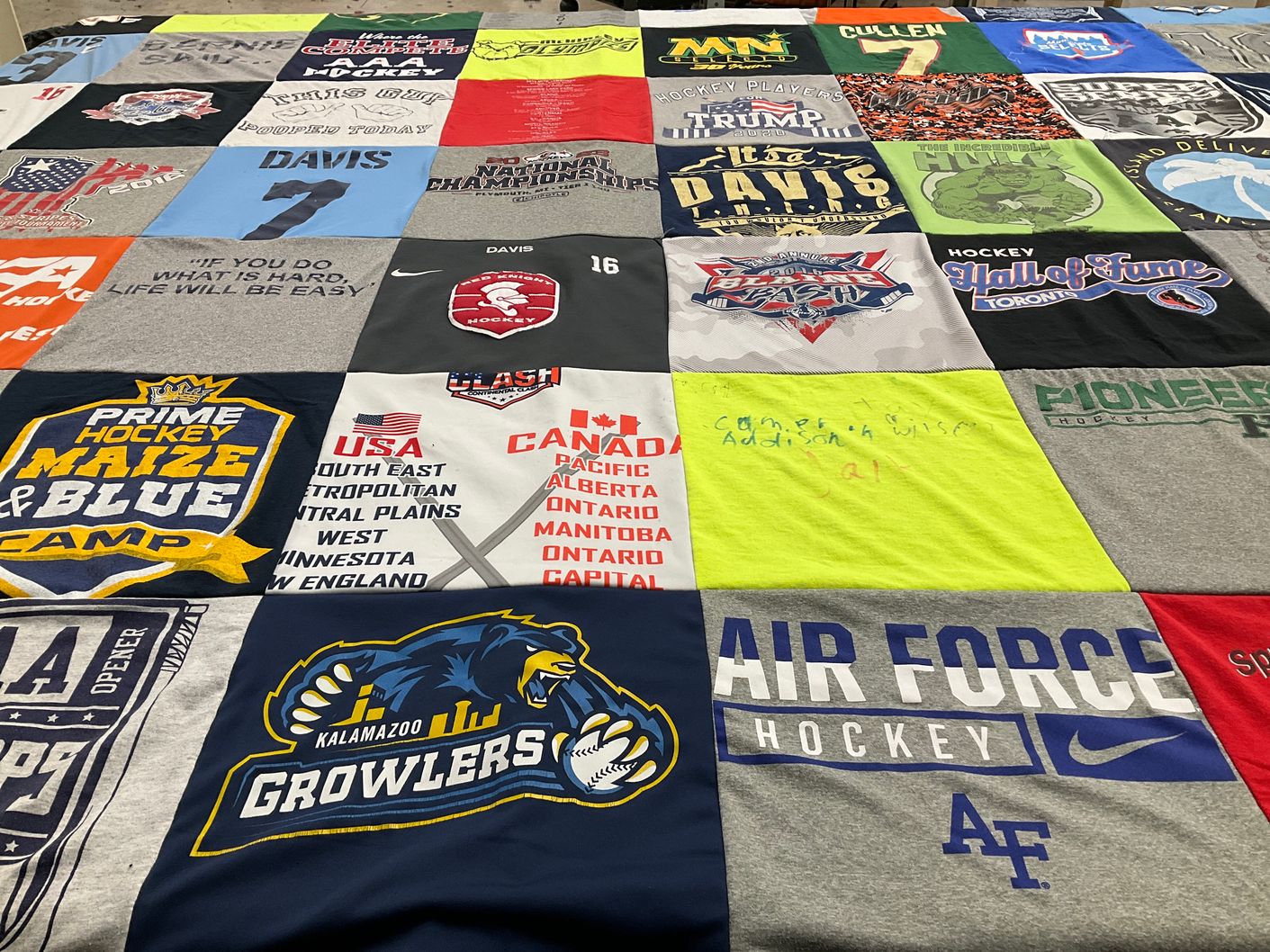 T-shirt quilt featuring kalamazoo growlers by Bobbie from MN