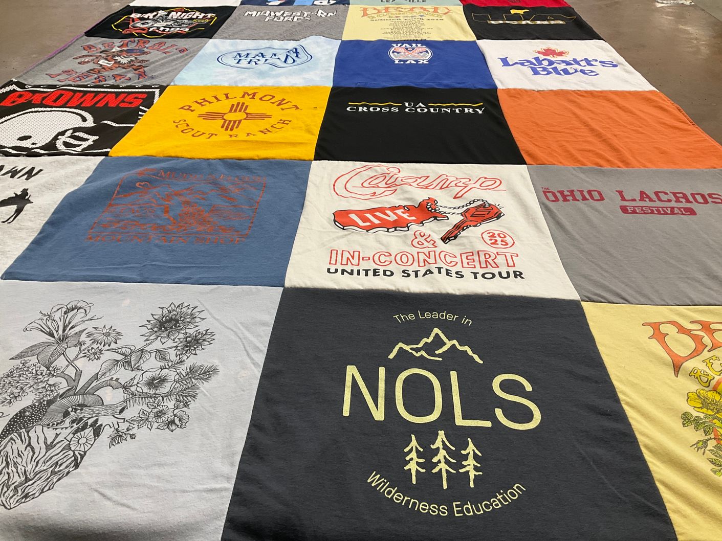 T-shirt quilt with outdoor education, scouting themes by Teresa from OH