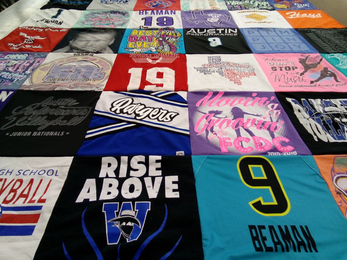 T-shirt quilt featuring rangers volleyball by Mistie from TX