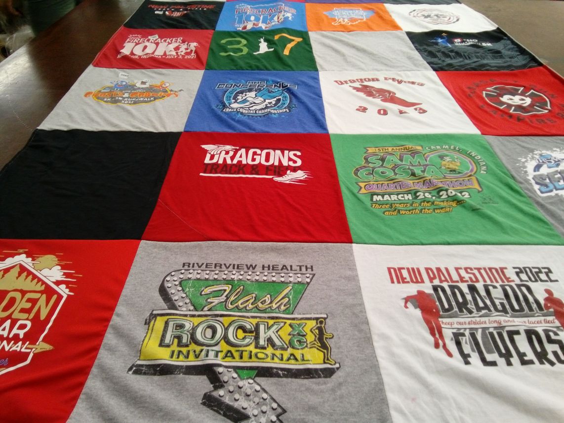 T-shirt quilt from new palestine high school by Ayden from IN
