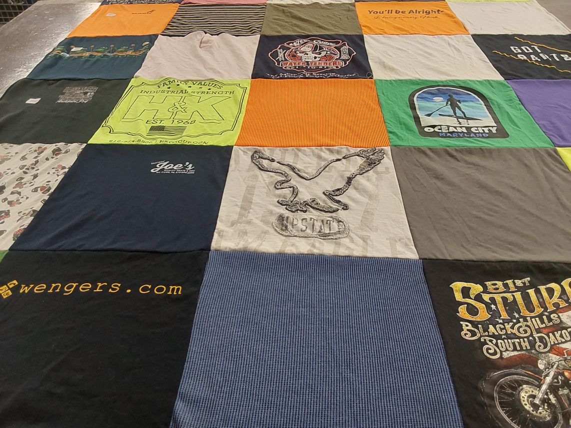 T-shirt quilt with beach, motorcycles themes by Kristine from PA