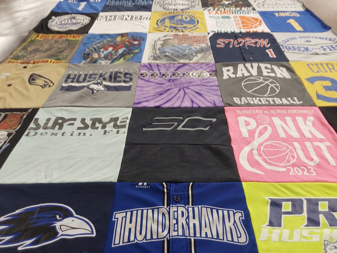 T-shirt quilt featuring husky basketball, raven basketball by Jami from KS