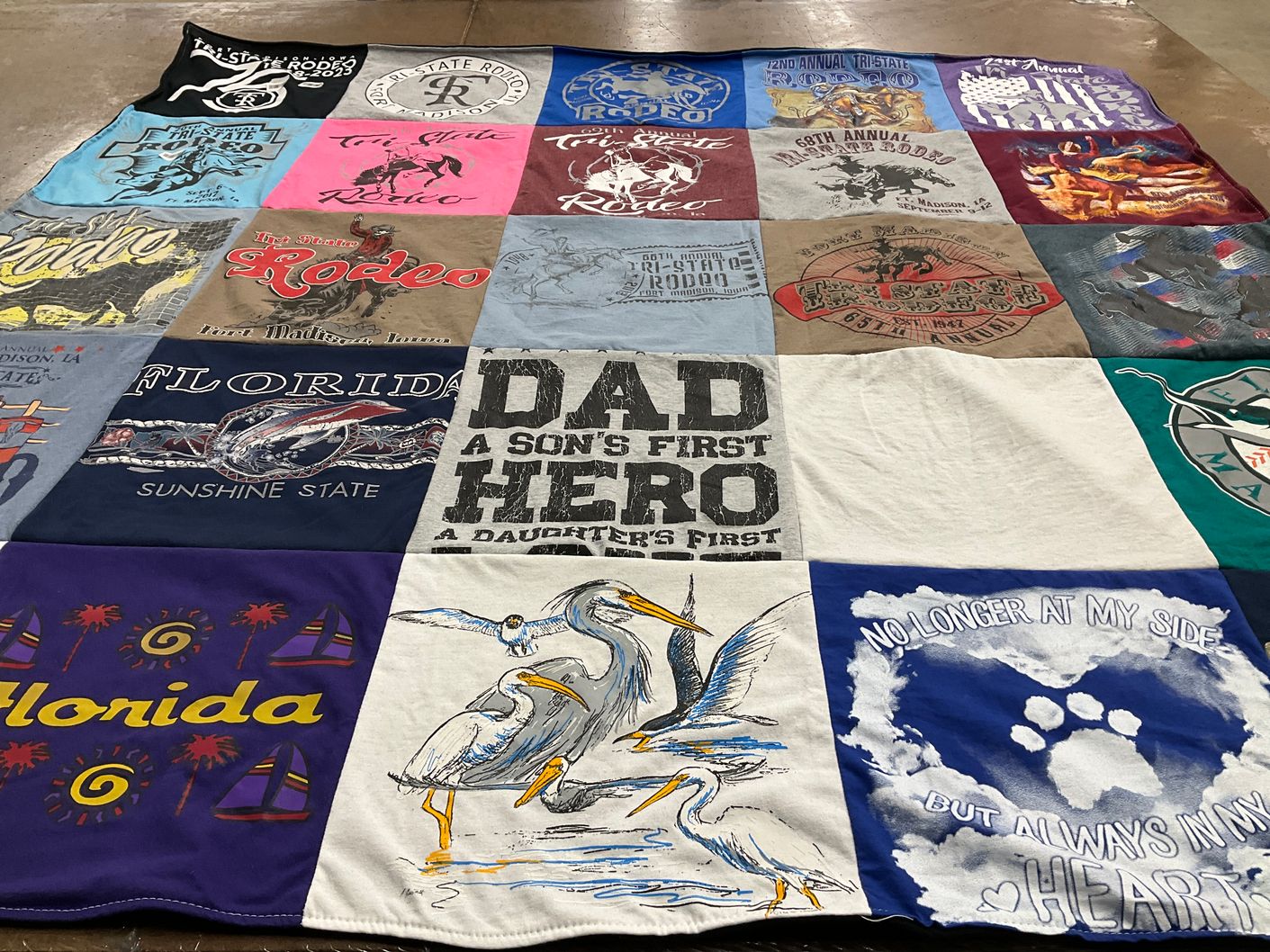 T-shirt quilt with rodeo themes by Lesa from IL