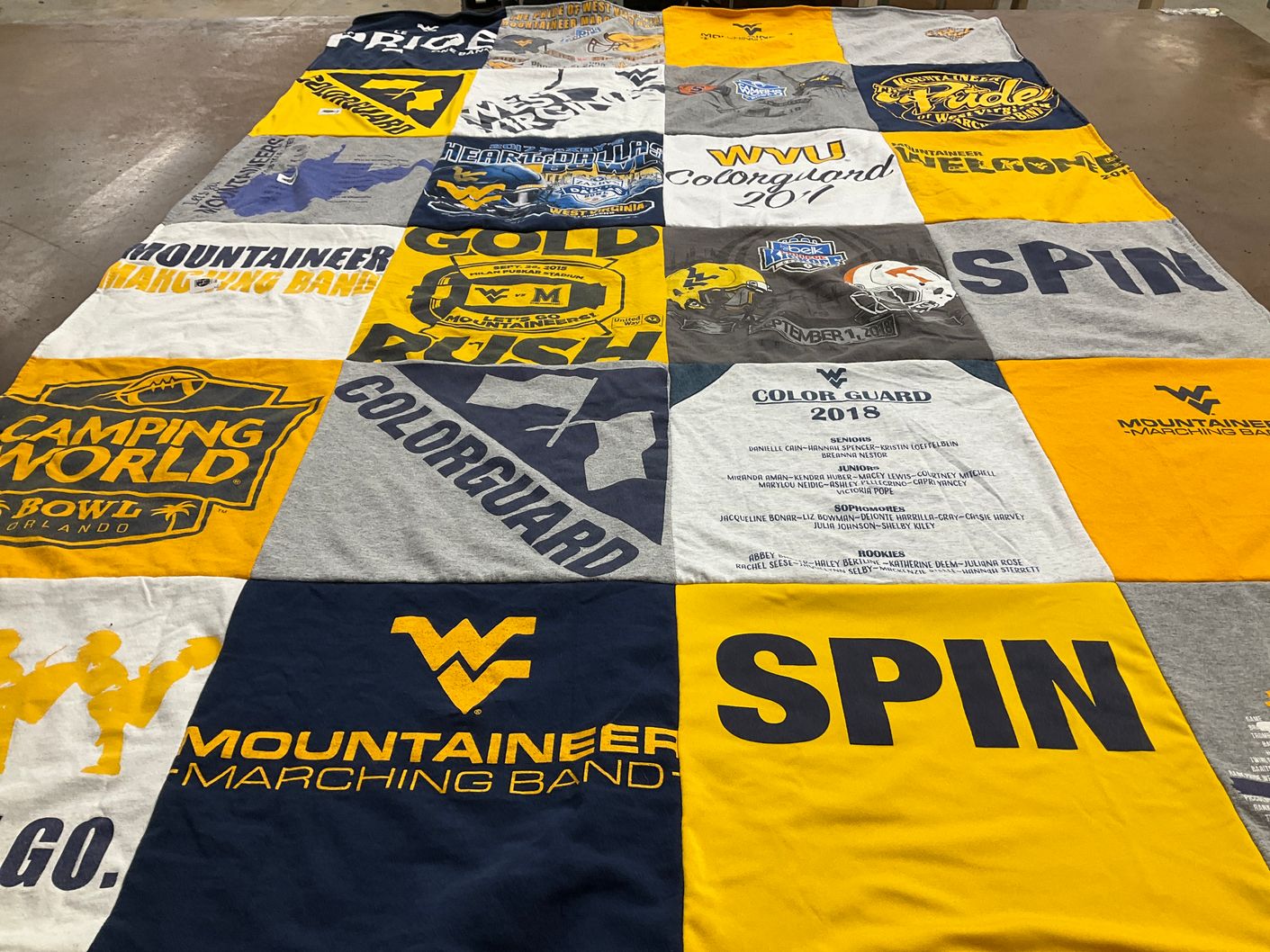T-shirt quilt from west virginia university by Kristin from OH