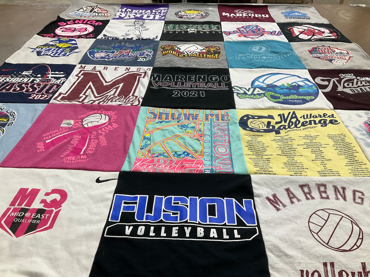 T-shirt quilt featuring marengo volleyball by Morgan from IL