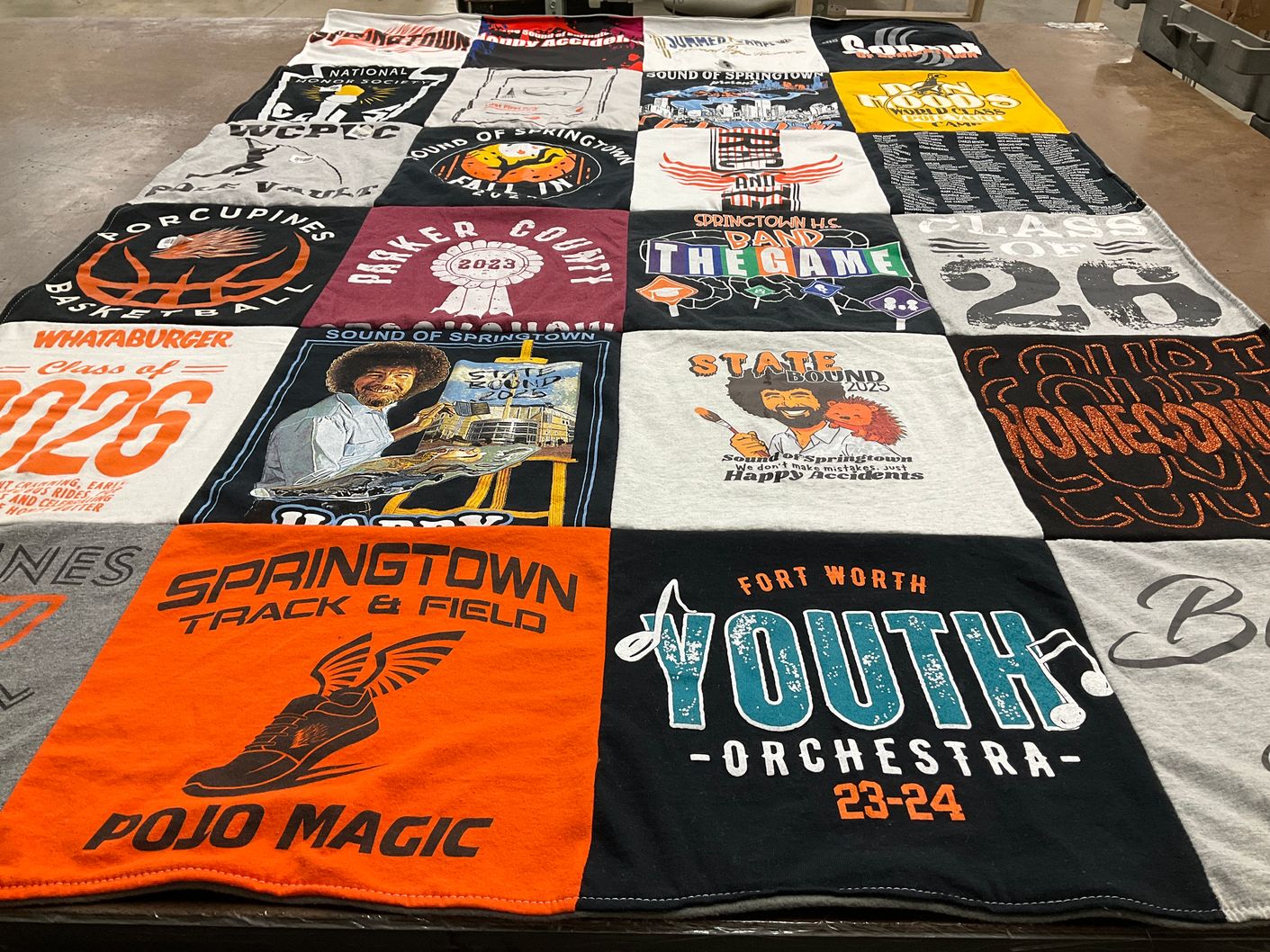 T-shirt quilt featuring springtown track and field by Wendy from TX