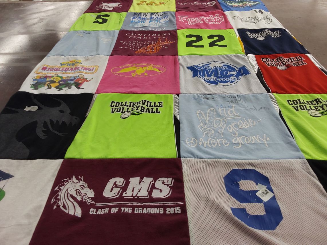 T-shirt quilt featuring collierville volleyball by Stacy from TN