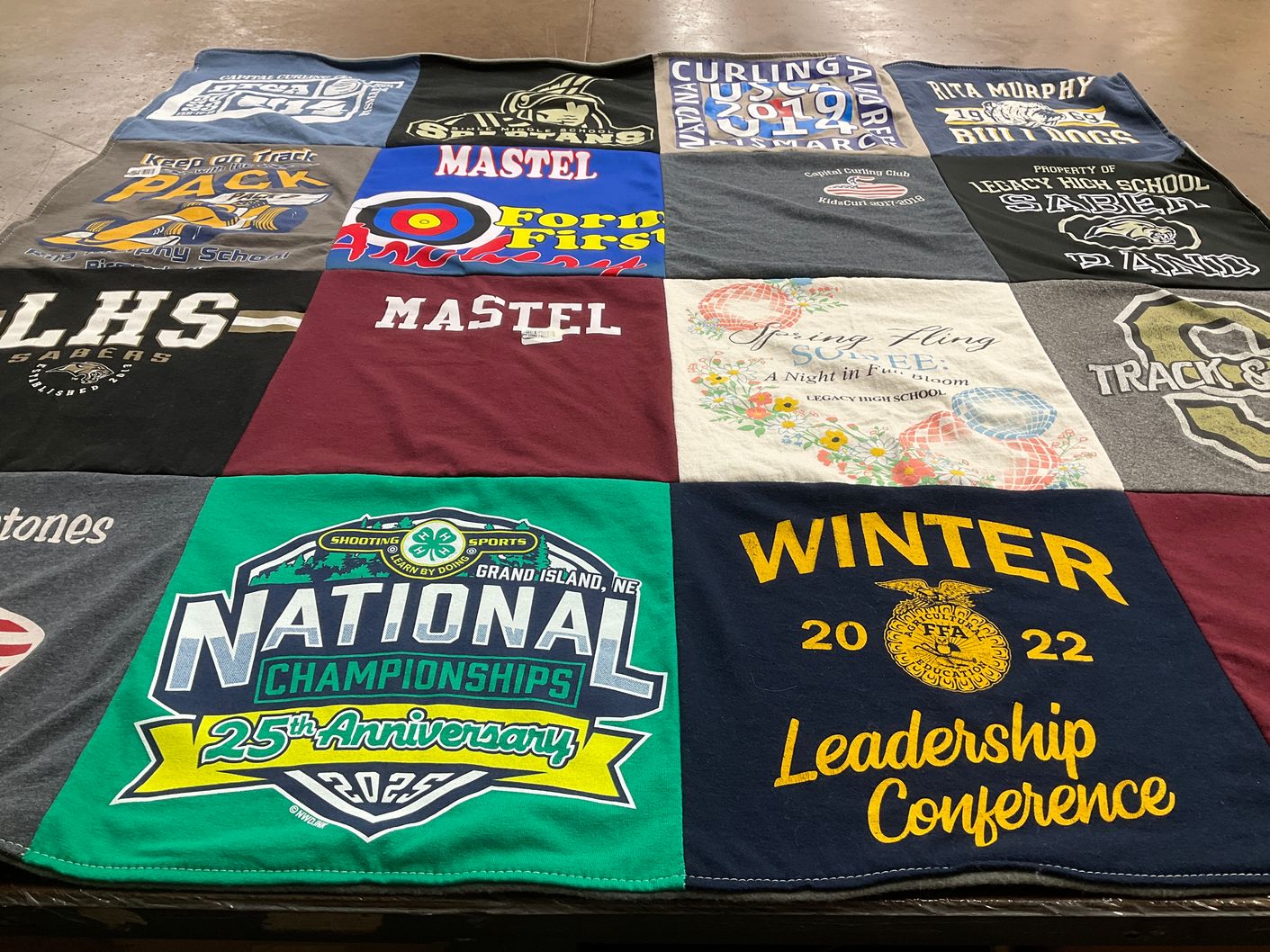 T-shirt quilt featuring lhs sabers by Laura from ND