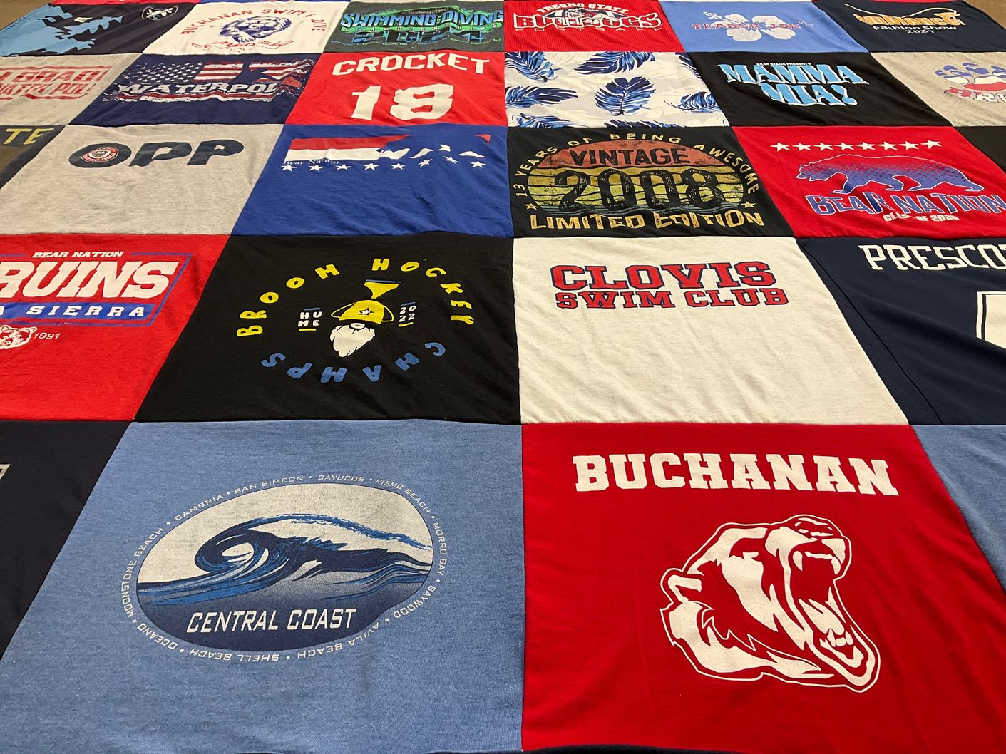 T-shirt quilt featuring clovis swim club by Megan from CA