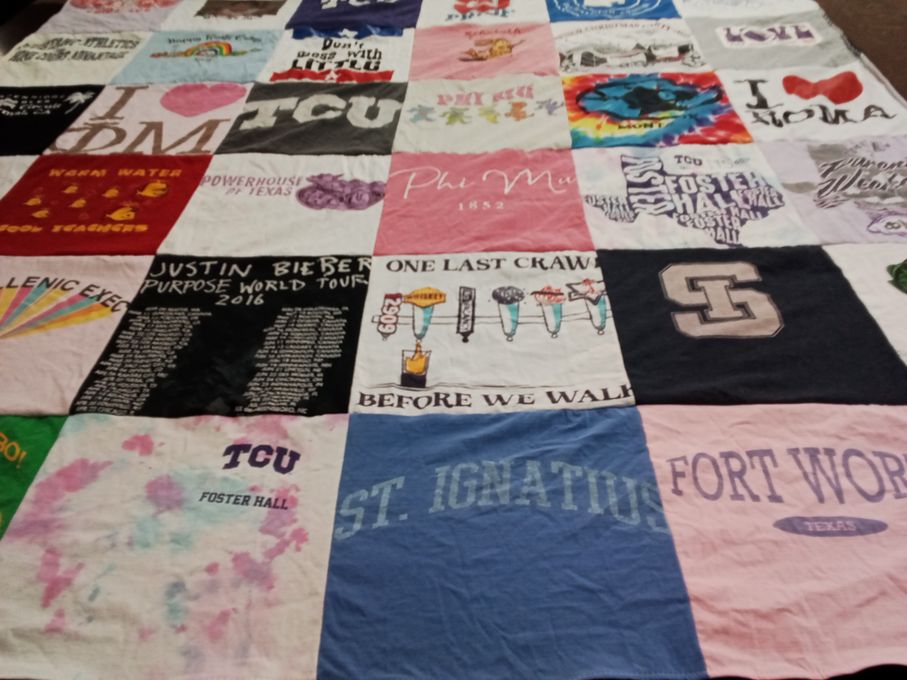 T-shirt quilt from texas christian university by Caroline from CA