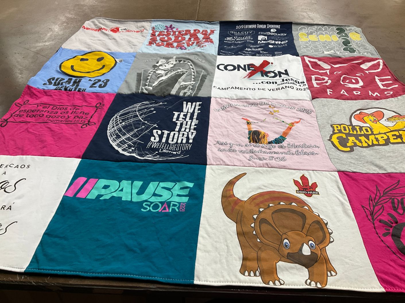 T-shirt quilt with youth, camp themes by Aby from MS