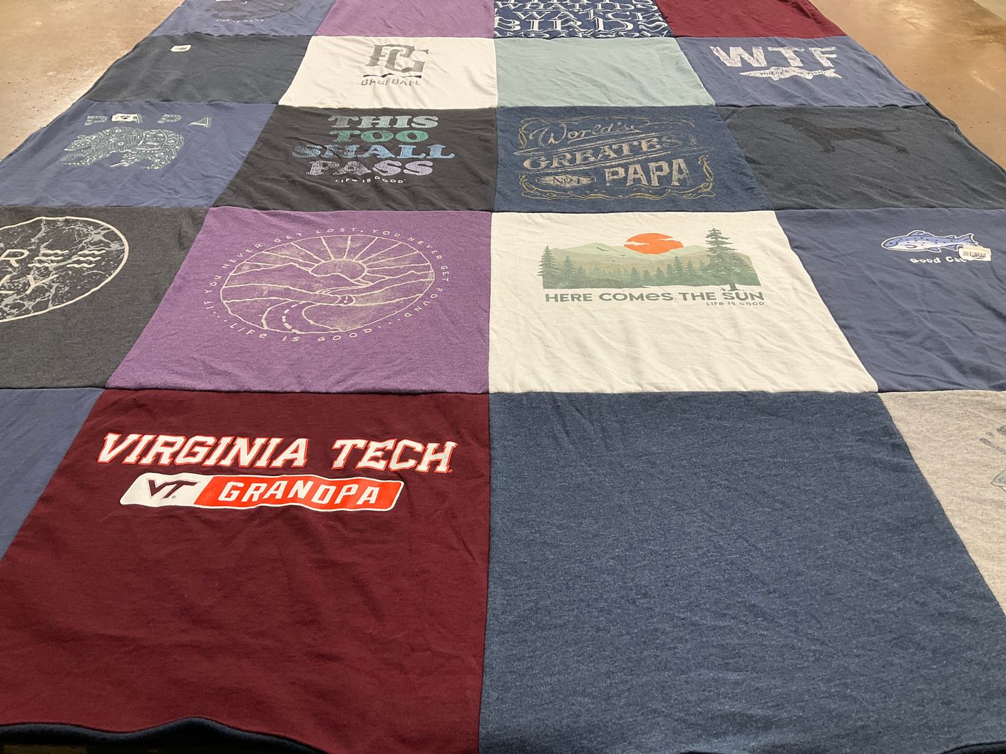 T-shirt quilt from virginia tech university by Pam from TN