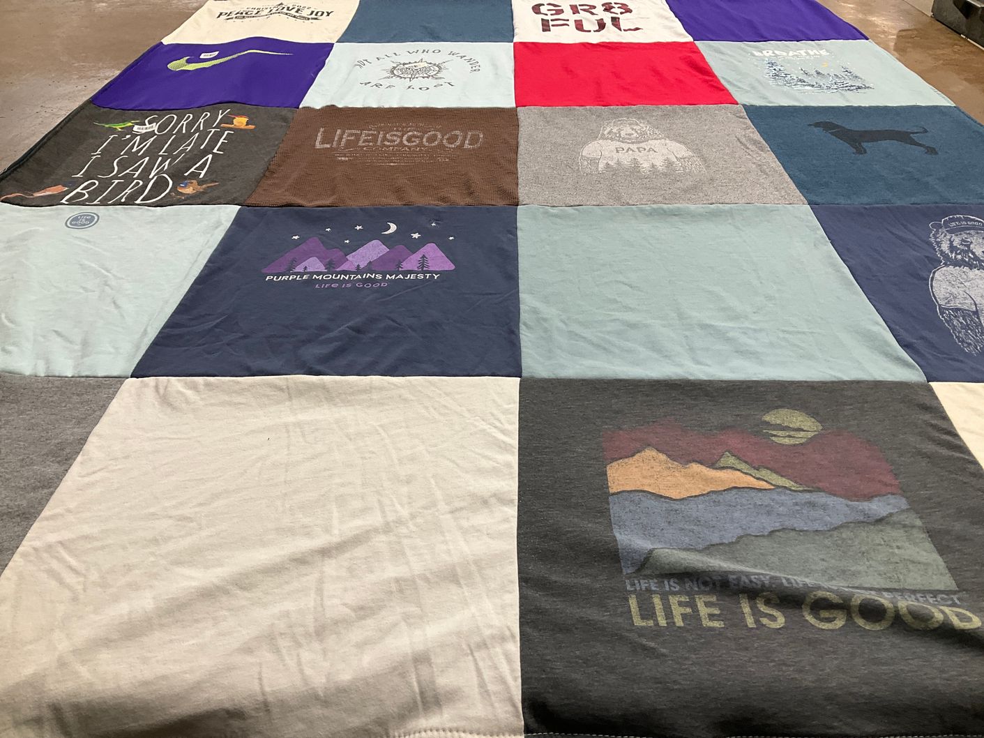 T-shirt quilt with outdoors, nature themes by Pam from TN