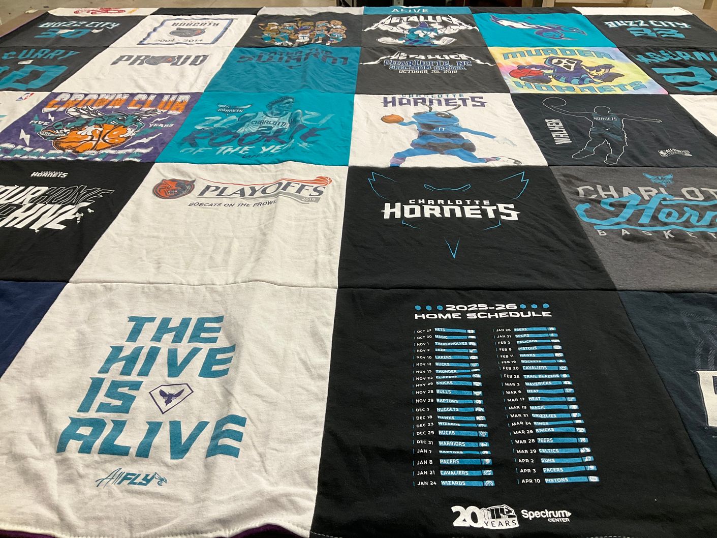 T-shirt quilt featuring charlotte hornets by Brad from NC