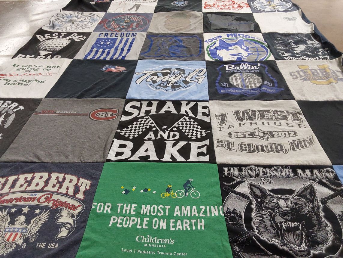 T-shirt quilt featuring st. cloud state university huskies by Lori from MN