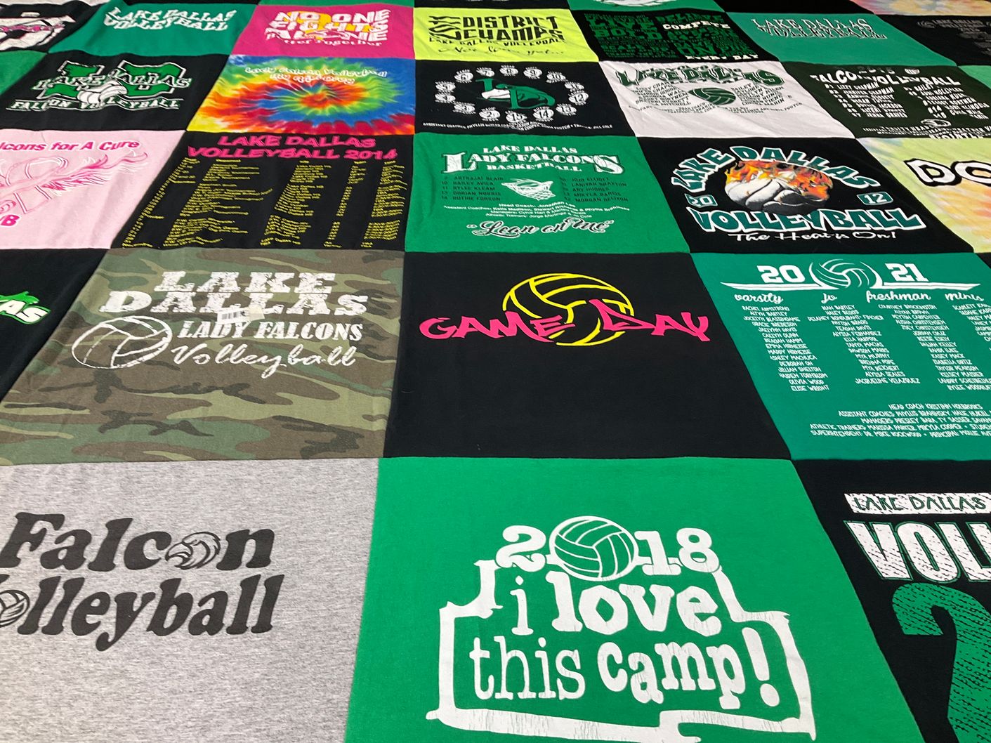 T-shirt quilt featuring lake dallas lady falcons volleyball by Phyllis from TX