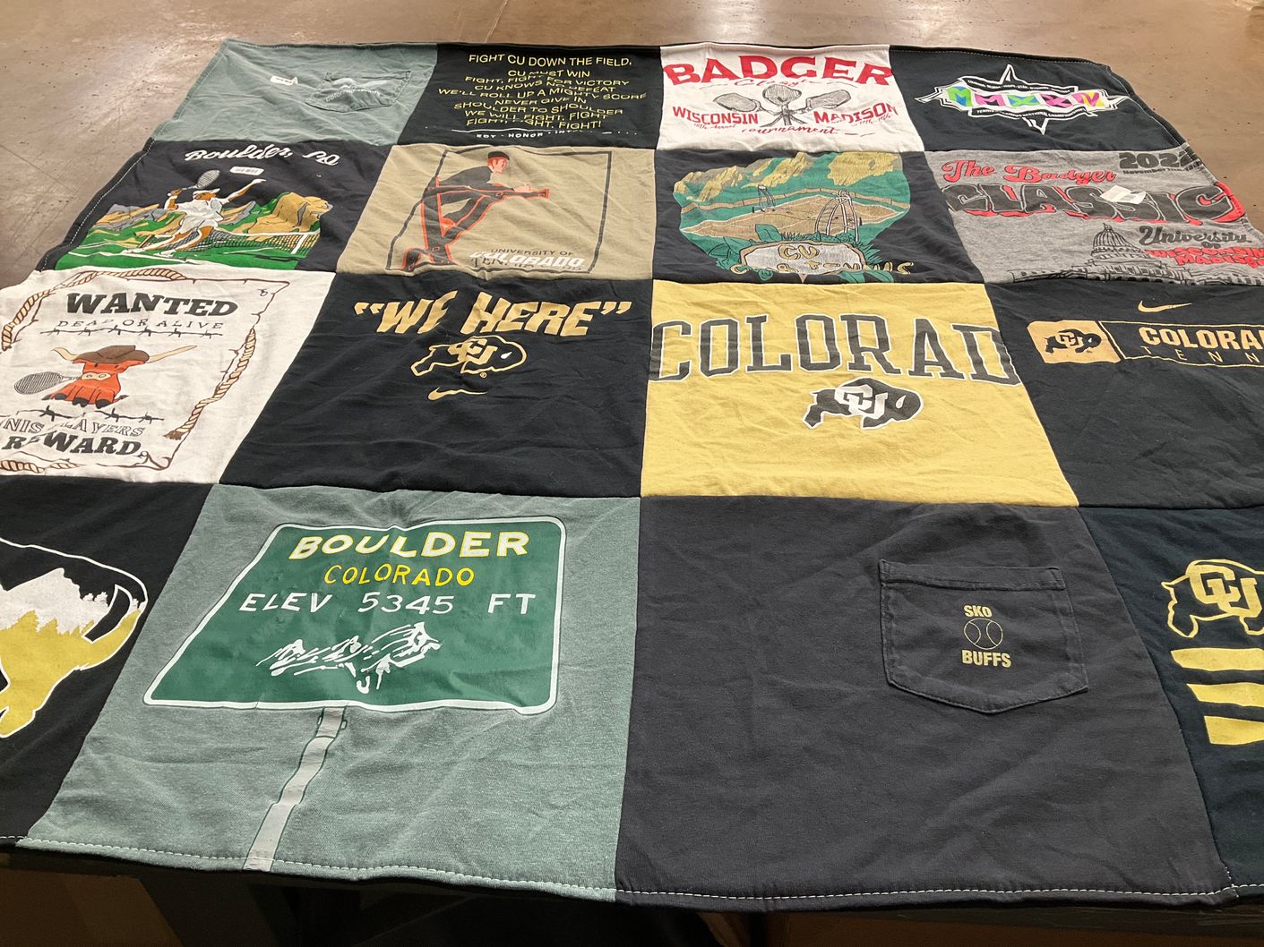 T-shirt quilt featuring university of colorado buffaloes by Susana from TX