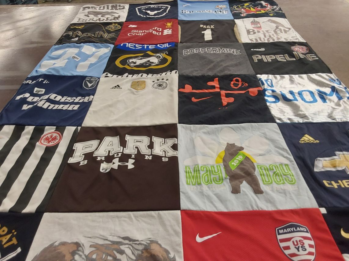 T-shirt quilt featuring maryland terrapins, eintracht frankfurt by Lucy from MD