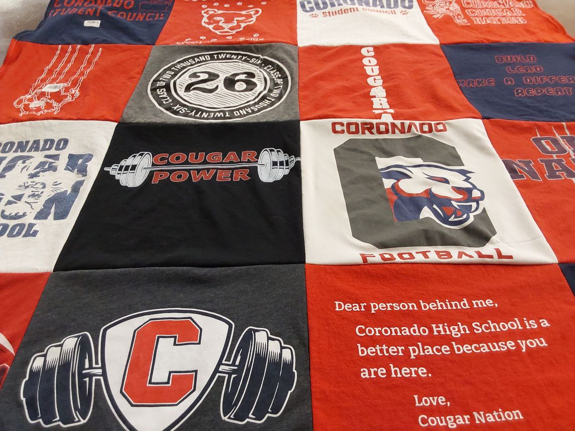 T-shirt quilt featuring coronado high school football by Trinity from NV