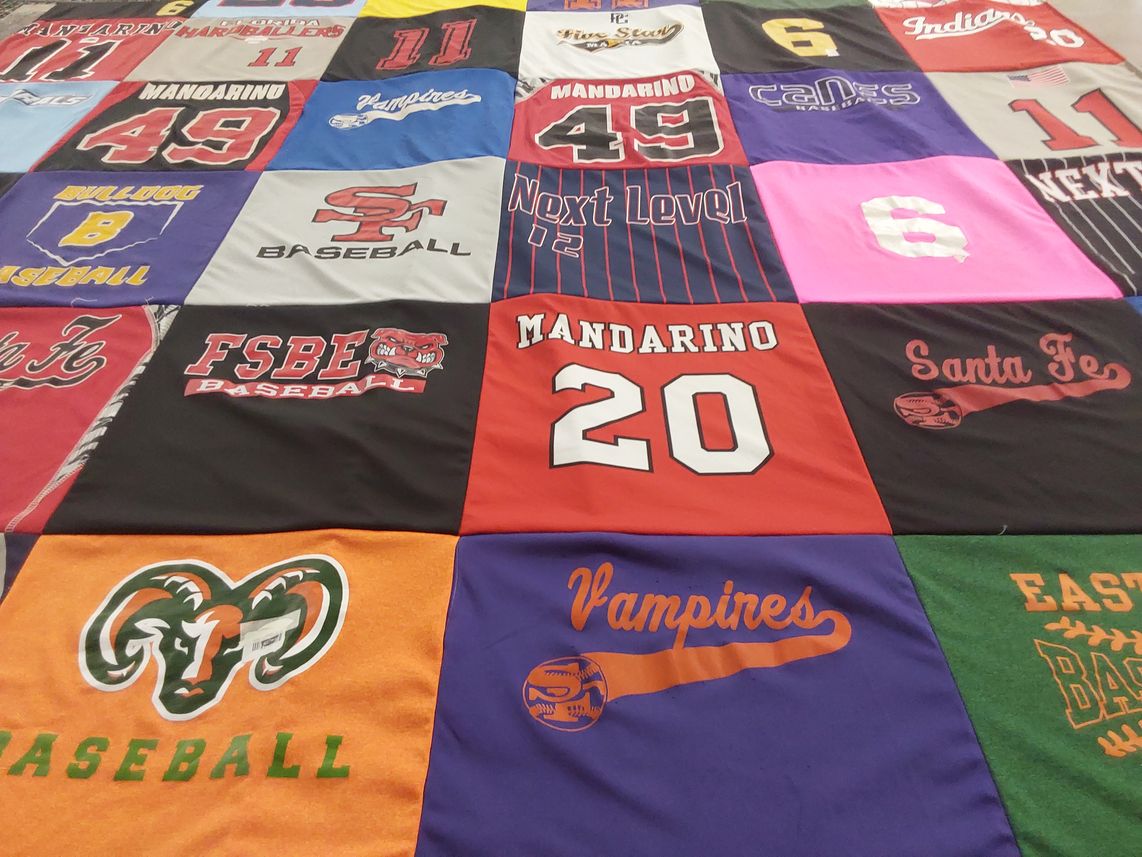 T-shirt quilt featuring vampires, bulldogs by Chance Mandarino from FL