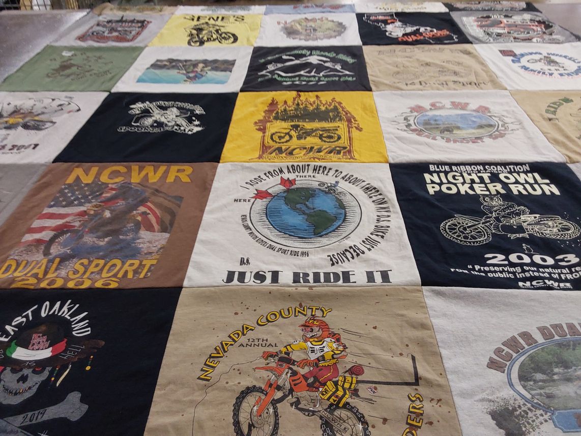 T-shirt quilt with motorcycling, outdoor activities themes by Scott from CA