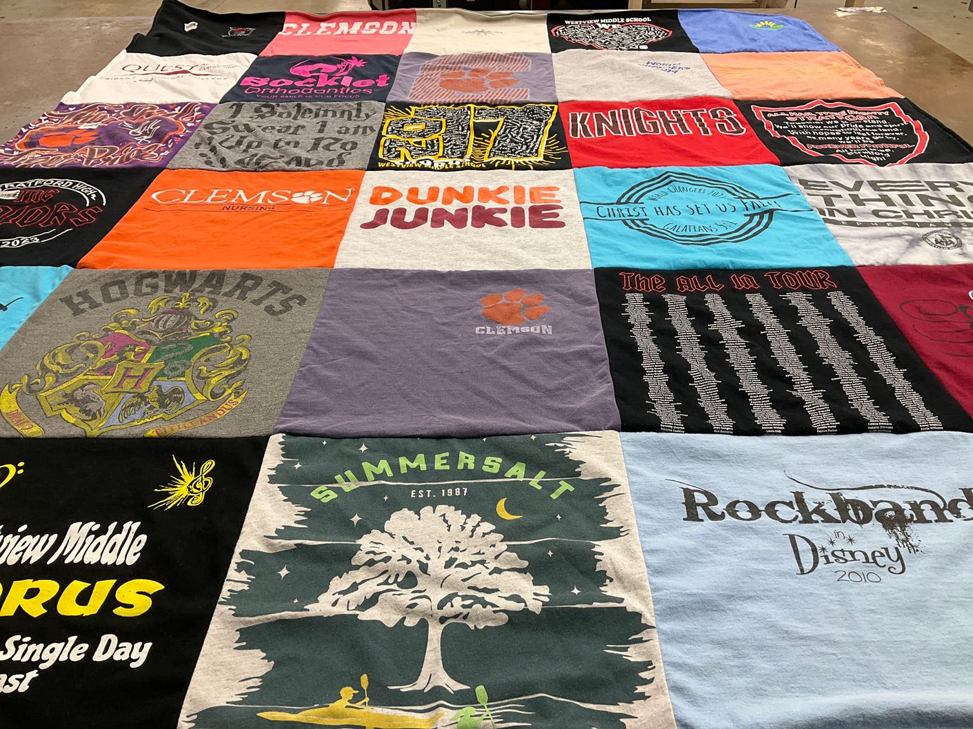 T-shirt quilt from clemson university, wolverine middle school by shannon from SC
