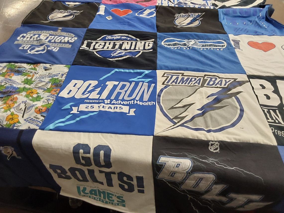 T-shirt quilt featuring tampa bay lightning by Cathy from FL