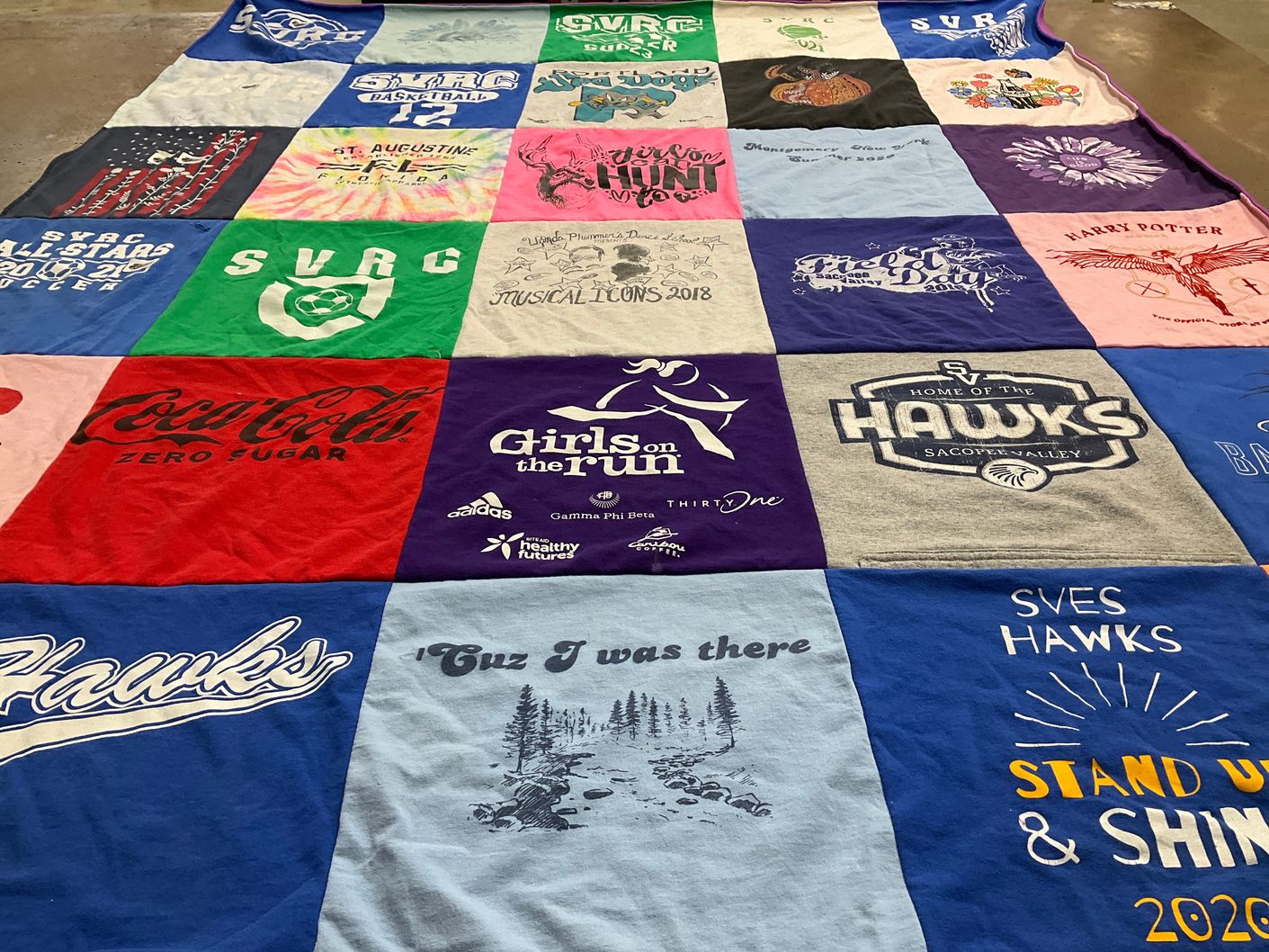 T-shirt quilt featuring svrc hawks by Heather from ME