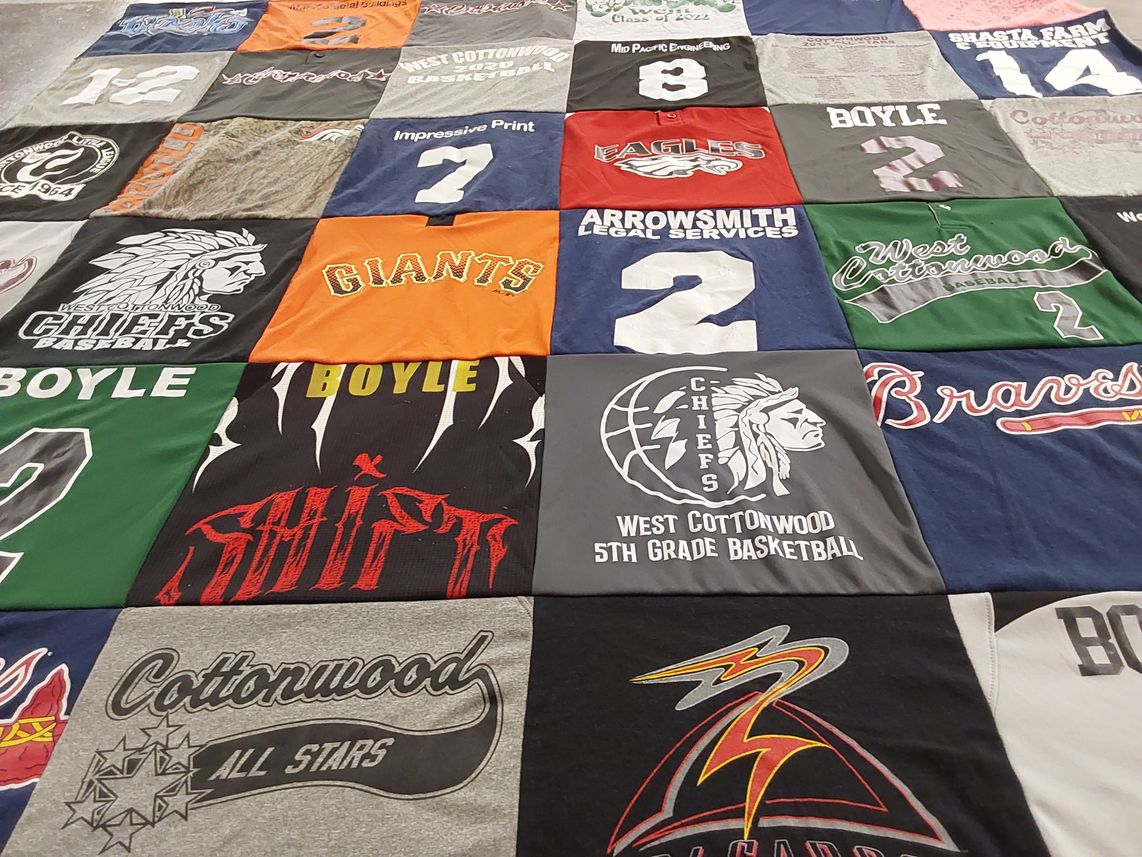 T-shirt quilt featuring west cottonwood chiefs, west cottonwood braves by Megan from CA