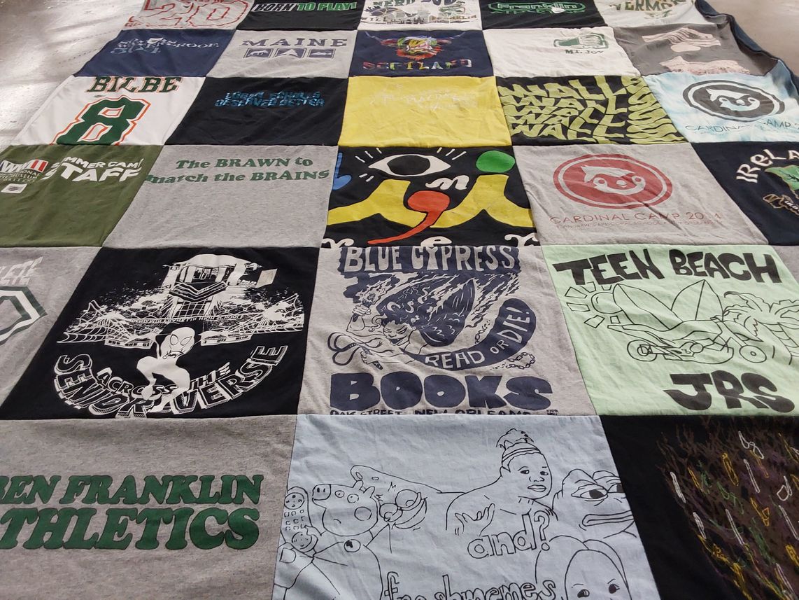 T-shirt quilt from ben franklin college by Catherine from VT
