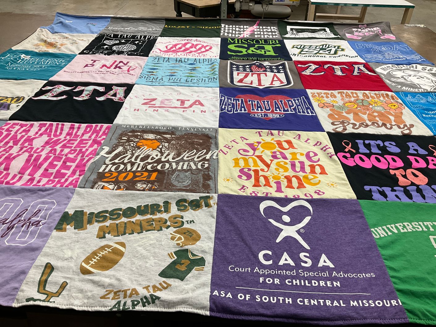 T-shirt quilt featuring missouri miners by Diane from MO