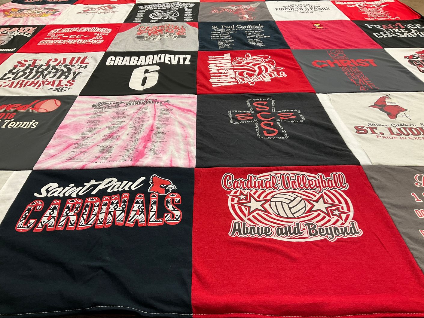 T-shirt quilt featuring saint paul cardinals by Tammy from TX