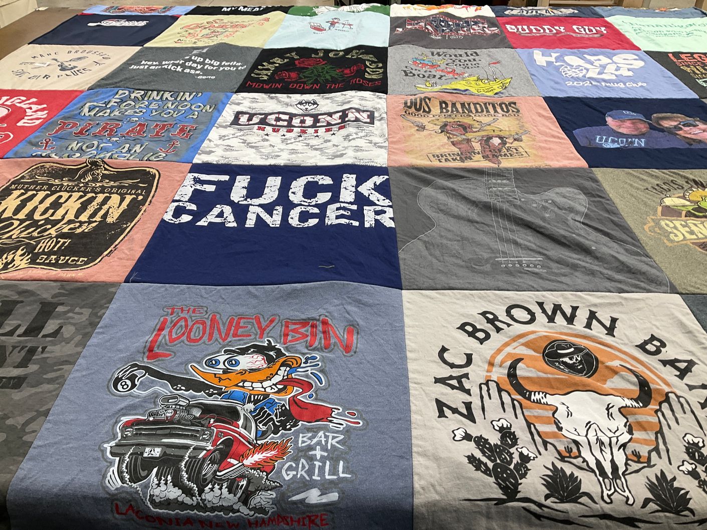 T-shirt quilt from university of connecticut by Margaret from CT