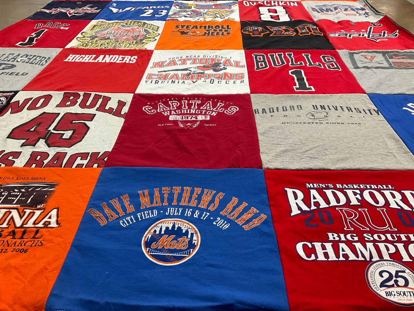 T-shirt quilt featuring radford university men's basketball, radford university hockey by Sarah from VA