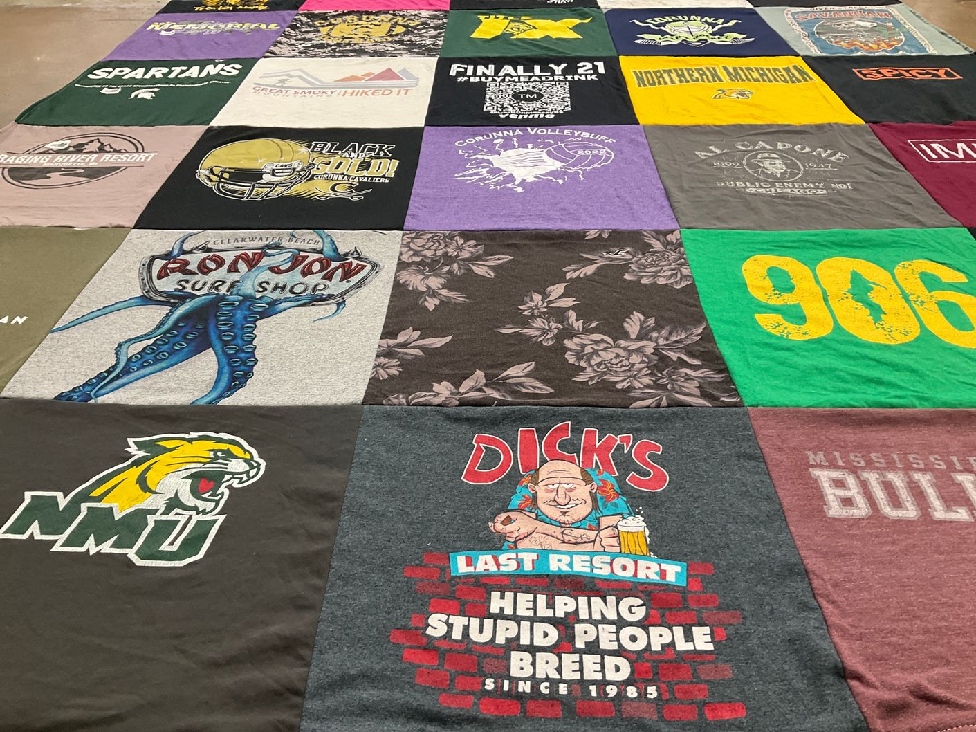 T-shirt quilt featuring northern michigan university football by Sarah from MI