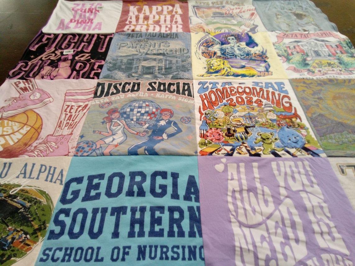 T-shirt quilt from georgia southern university by Rebecca from FL