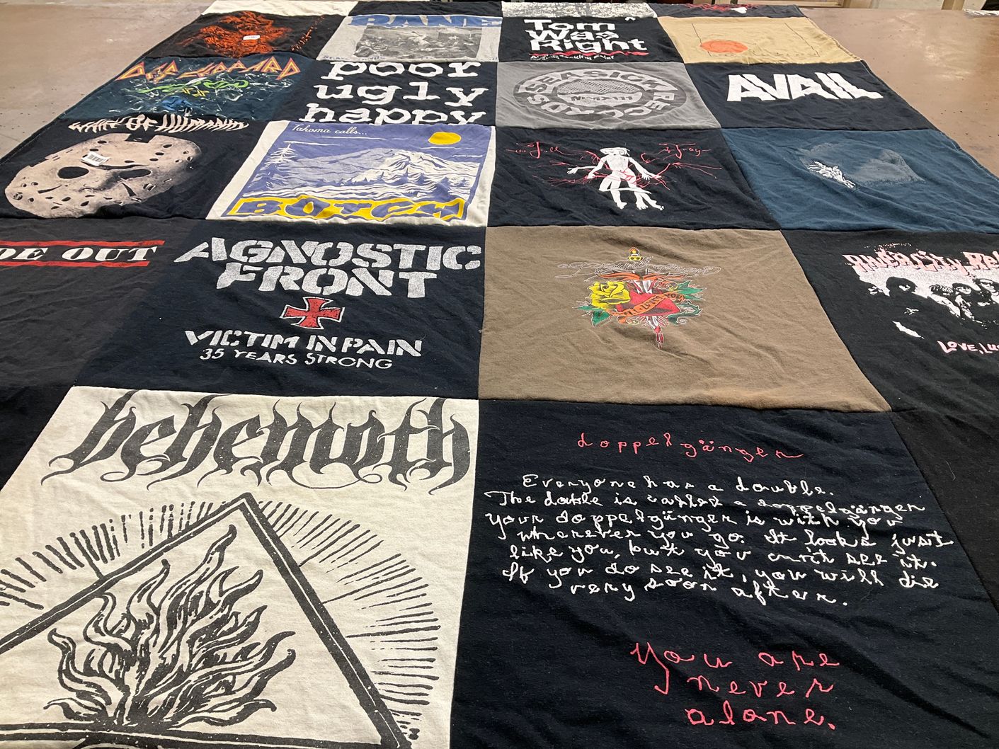 T-shirt quilt with music, rock themes by Matthew from WA