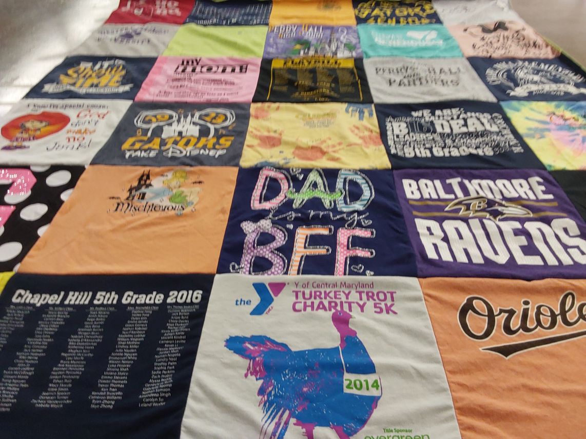 T-shirt quilt featuring baltimore ravens, baltimore orioles by Sharon from MD
