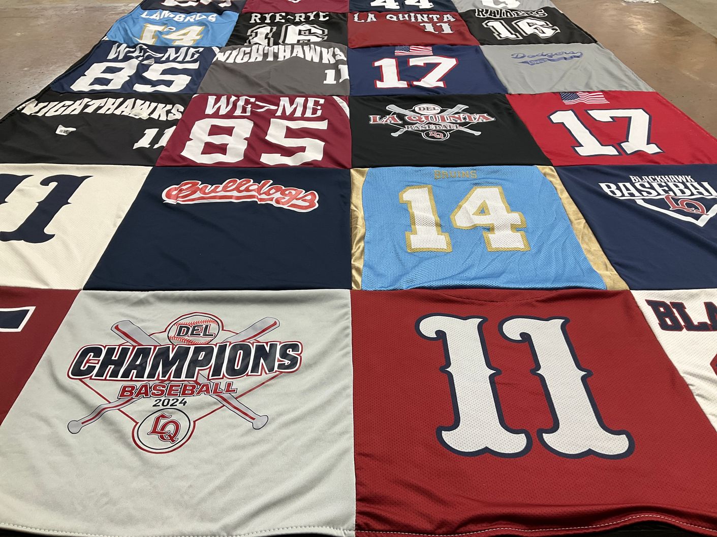 T-shirt quilt featuring blackhawk baseball, la quinta baseball by Sunni from CA