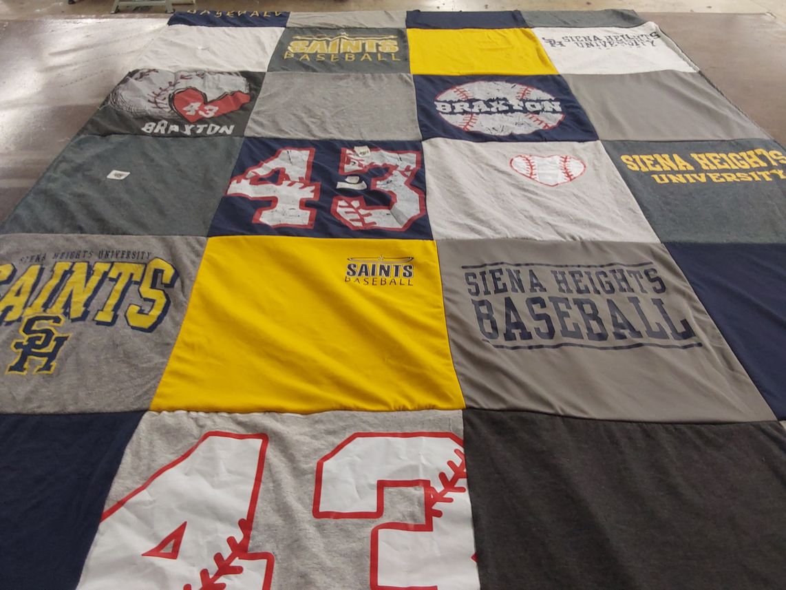 T-shirt quilt featuring siena heights university baseball by Sonja from GA