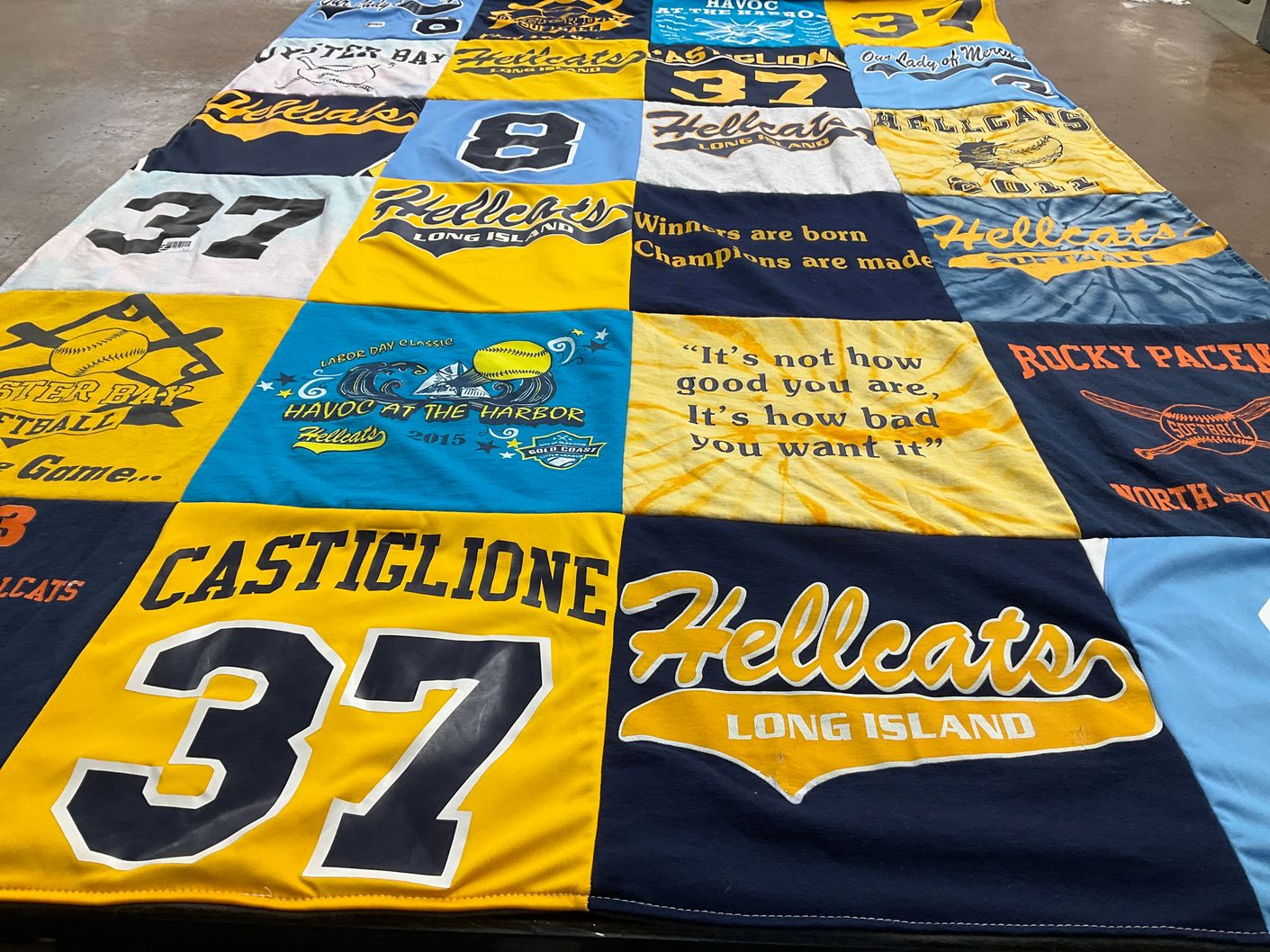 T-shirt quilt featuring hellcats by Karen from NY