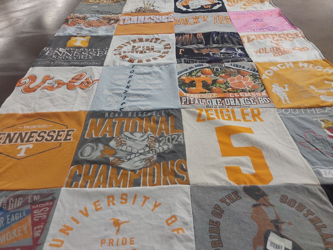 T-shirt quilt featuring tennessee volunteers by Nancy from NY