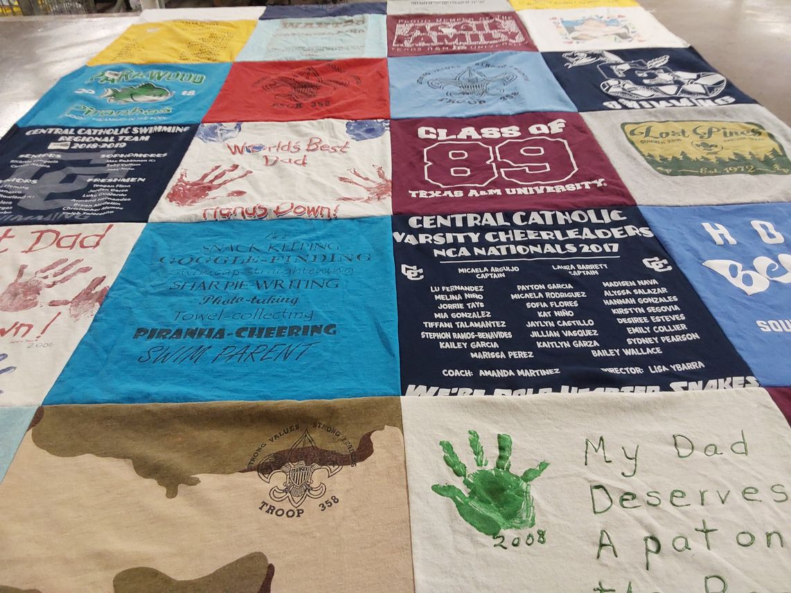 T-shirt quilt featuring central catholic varsity cheerleaders by Melina from TX