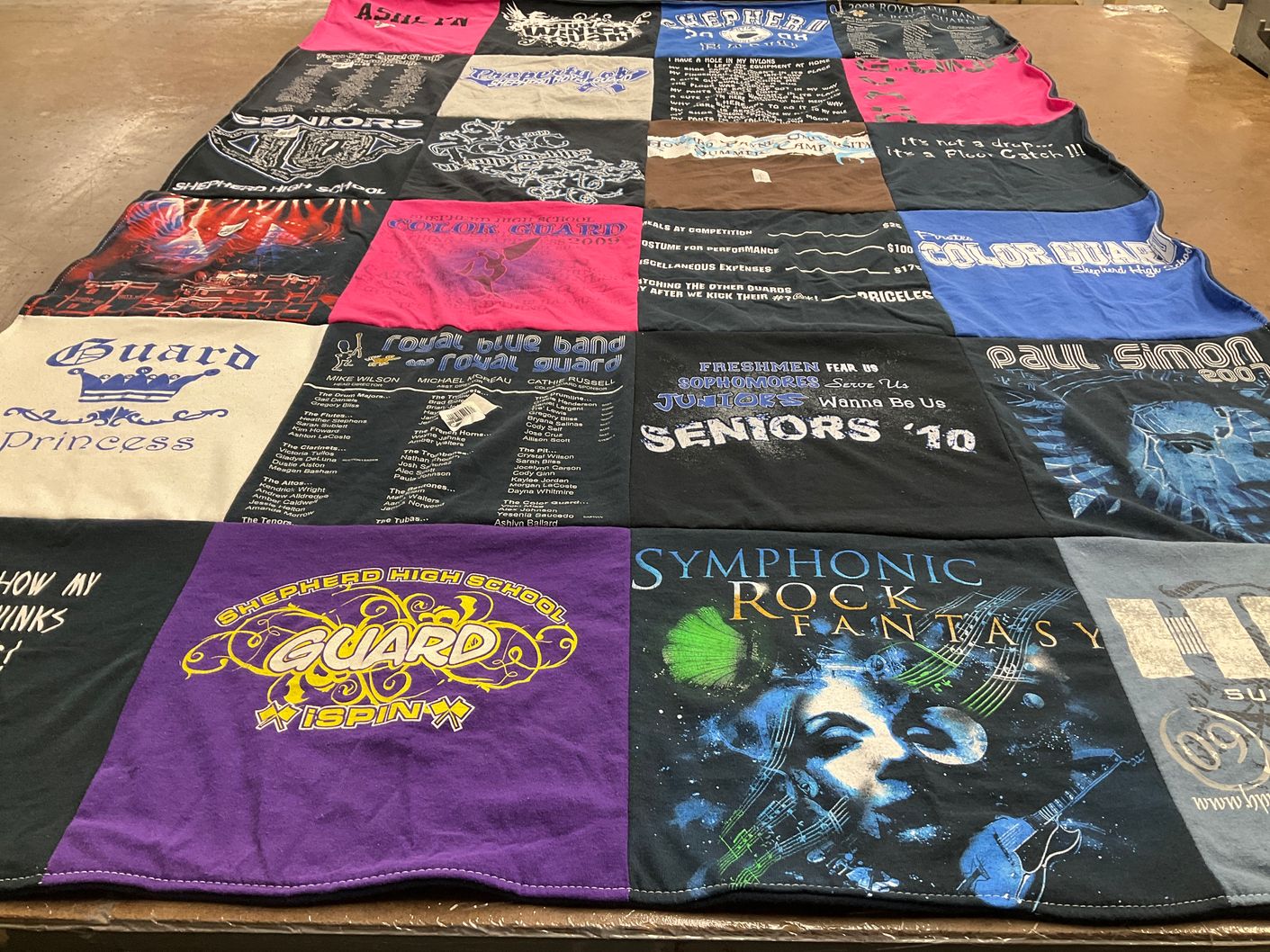 T-shirt quilt from shepherd high school by Cheryl from TX