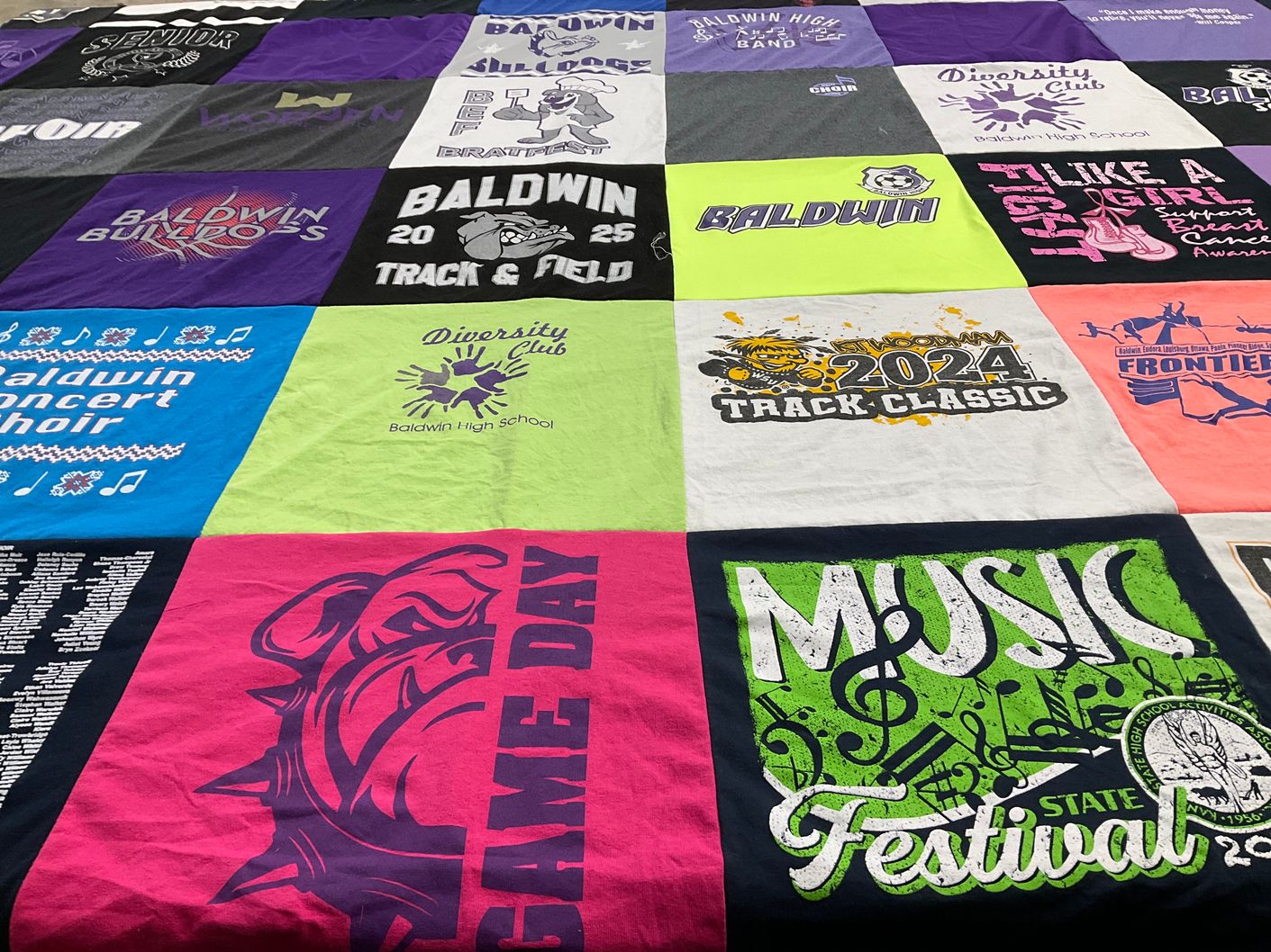 T-shirt quilt featuring baldwin bulldogs by Stephanie from KS